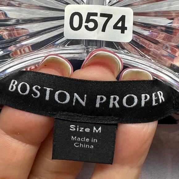 New! Boston Proper Women’s Sz M Button Up Long Sleeve Paisley Print Blouse, V574 - Picture 13 of 16